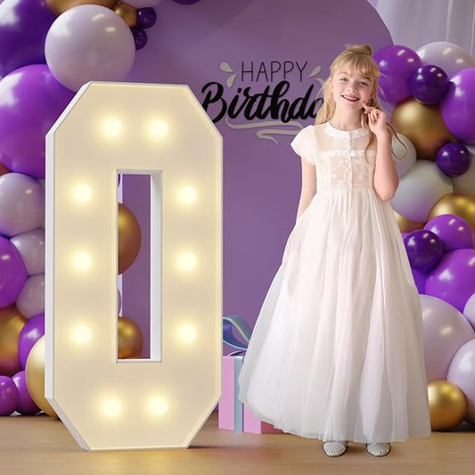 Marquee Numbers for Birthday Decorations: 4ft Large Light Up Numbers Big Sign 10th 20th 30th 40th 50th 60th One Year Old Anniversary Party Mosaic Decor Backdrop Foam Board Number 0