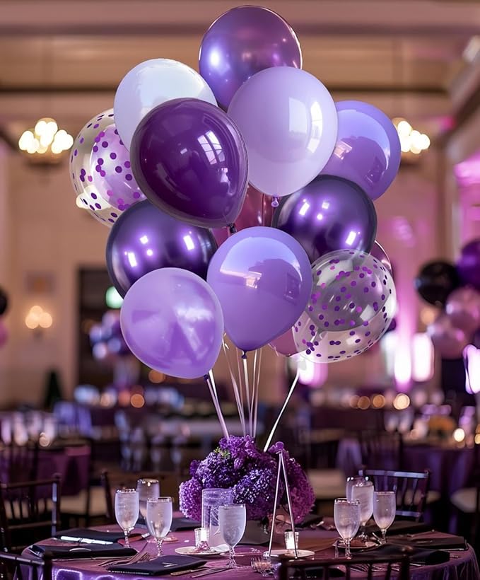 300 Pcs Lavender Purple Balloons Set 12 Inch Different Shades of Purple Party Balloon Set, Suitable for Wedding, Graduation, Birthday Party Various Event Decorations