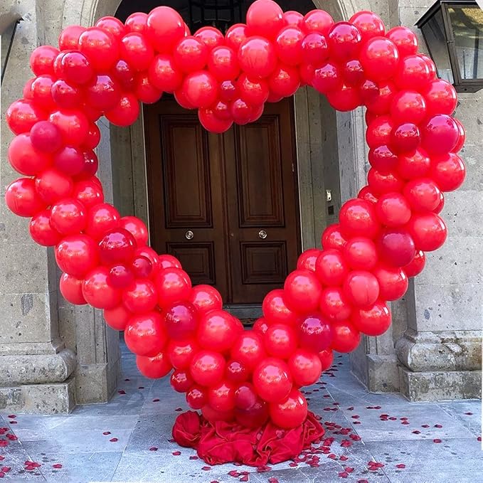 LANGXUN Large Size Metal Balloon Arch Kit, Wedding Heart Arch Stand, Love Balloon Column Arch Frame for Wedding, Bridal, Valentine's Day, Engagement and Birthday Party Supplies (White)