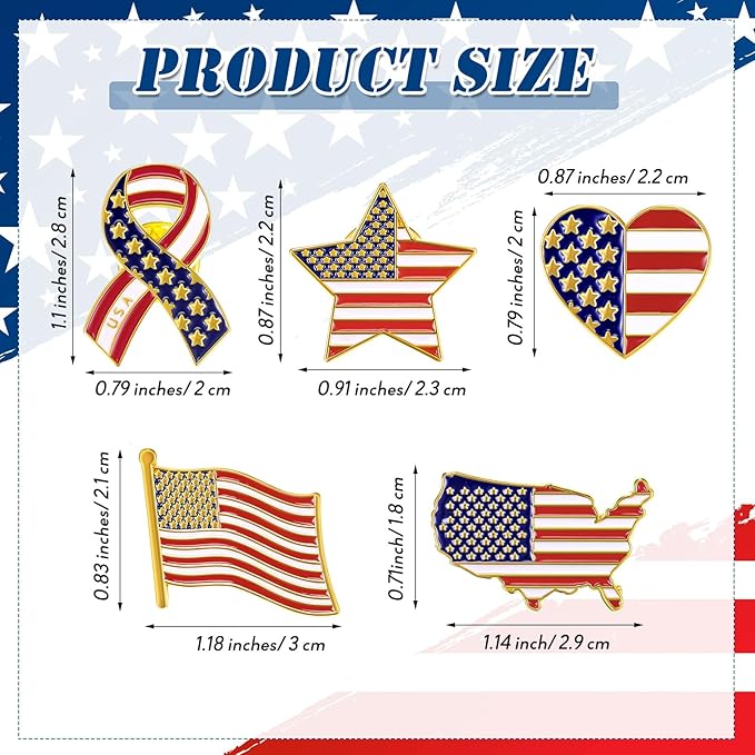 Inbagi American Flag Lapel Pins Bulk USA Waving Flag Pins Memorial Day Veteran Gifts Souvenir Hat Men Women Patriotic (150 Pcs)