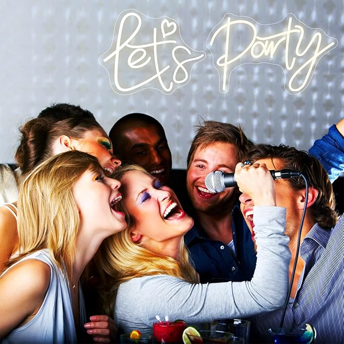 Super Large Let's Party Neon Sign for Bedroom Wall Super Neon Sign for Wall Decor for Bachelorette Party, Engagement Party, Birthday Party,Wedding Party Warm White