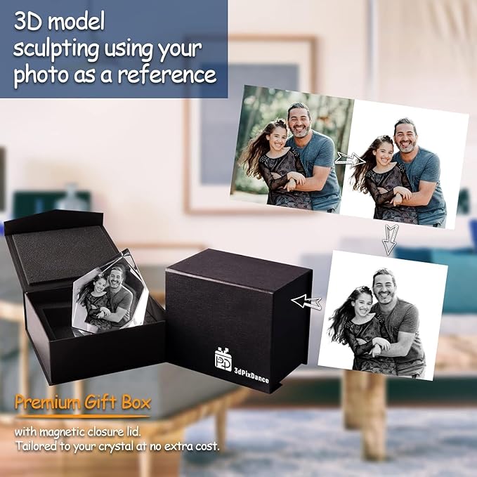 3D Crystal Photo, Personalized Valentine’s Day Gift, Customized Gifts for Wife, Women, Him, Her, Dad and Mom. Custom Picture Gifts for Valentine’s Day, Mother's Day, Father’s Day, Birthday, Wedding & Anniversary. Upright Heart Crystal Keepsake