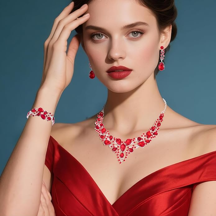 Kamirola Tiaras and Crowns for Women,Tiaras Earrings Necklace, Crystal Bridal Jewelry Set（TR83