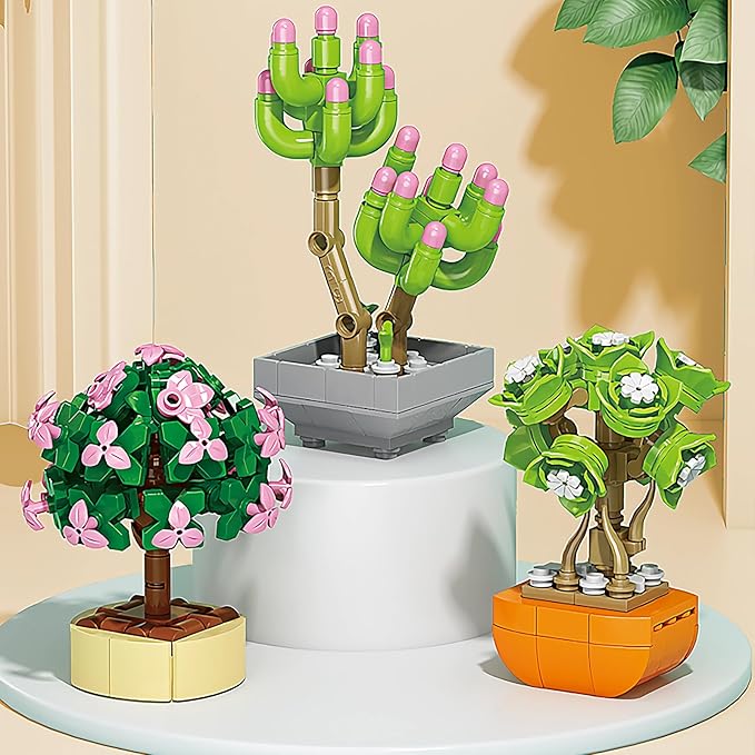 Valentines Day Gifts for Kids - 24 Packs Succulents Building Blocks with Valentines Day Cards for Kids School Boys Girls, Artificial Botanical Toy Exchange Gifts Classroom Prizes Party Favor