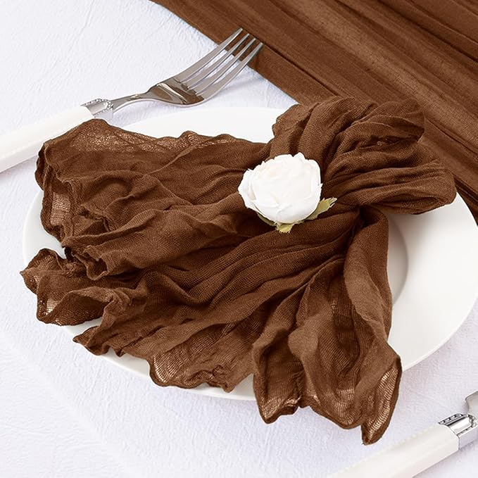 100 Pack Brown Cheesecloth Napkins Tan Spring Cloth Napkins Set of 100 Marron Dinner Napkins Bulk 21x21 Inches for Wedding Bridal Shower Baby Shower Valentine's Day