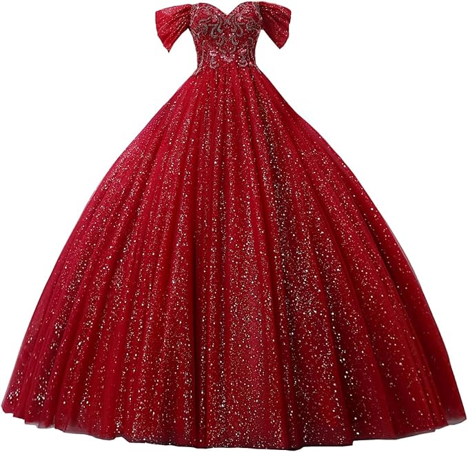 Engerla Women's Beading Sweetheart Ball Gown Tulle Layed Long Quinceanera Dress