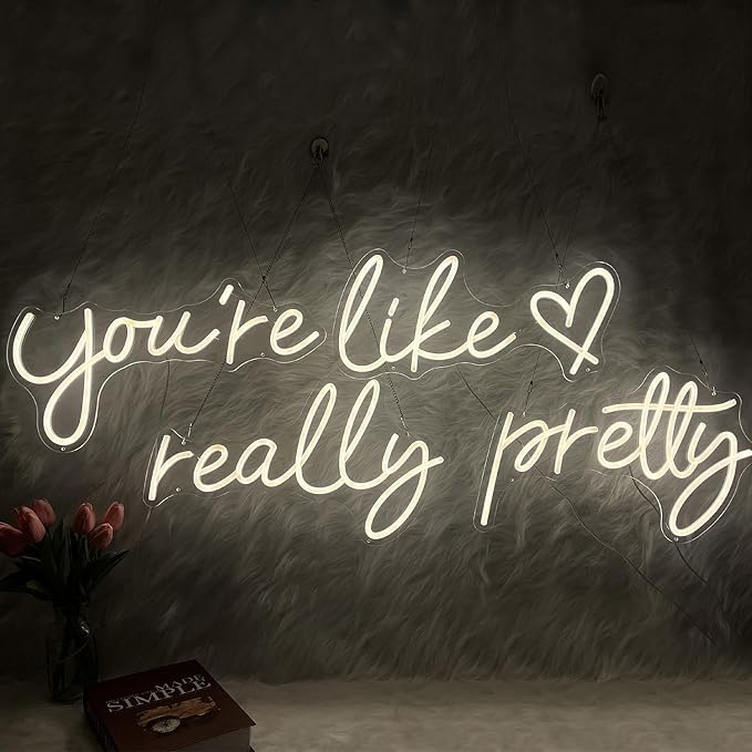 You're Like Really Pretty Neon Sign, Warm White light up Neon Signs for Wall Decor, Wedding, Engagement,Bedroom Bachelorette Party With Dimmable Switch USB Power(Super Large Style/88.2in）