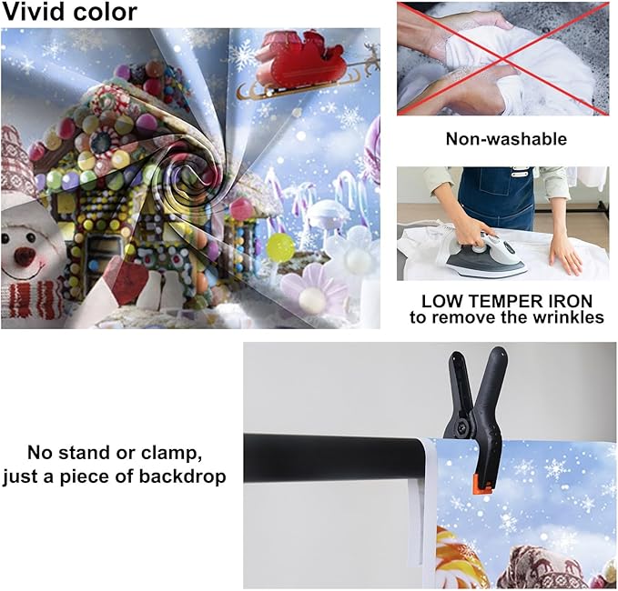Baocicco 10x8ft Christmas Candy Cane Backdrops for Photoshoot Snowman Candy Land Snowflake Gingerbread House Photo Backdrop Merry Christmas New Year Eve Party Supplies Winter Holiday Photo Props