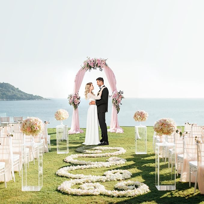 GRENTY Metal Arch Backdrop Stand and Cover Set 7.2FT, Wedding Arch Frame with Spiral Rotating Joint and Wrinkle-Resistant Cover for Birthday, Anniversary, Wedding, Party, Baby Shower