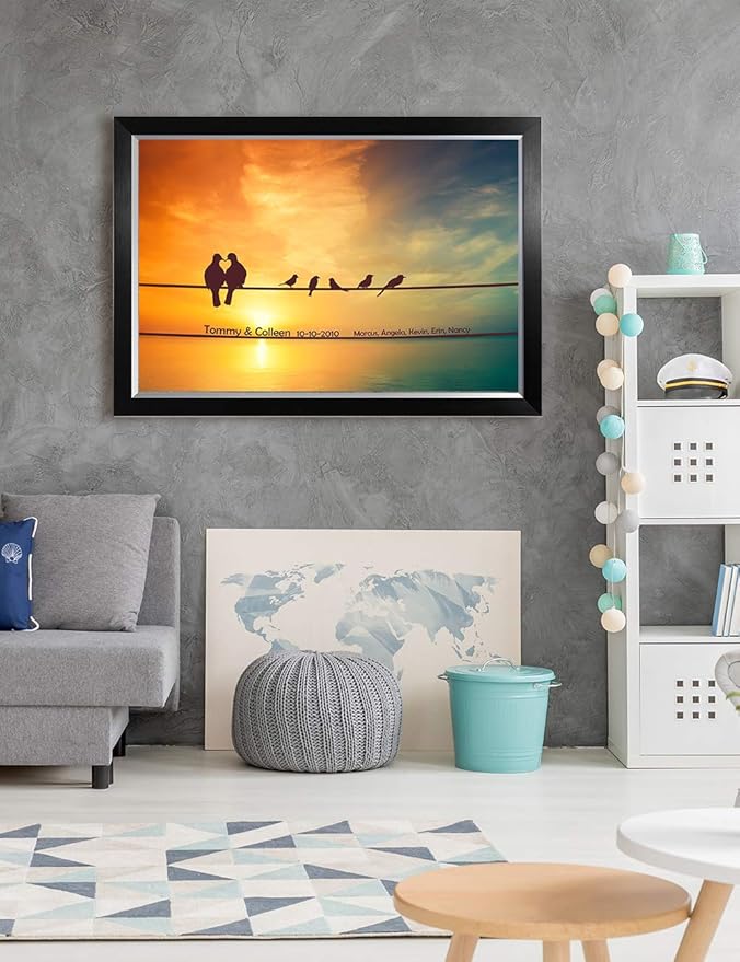 IPIC - We Are Family Personalized Artwork with Names, Customized Gift for Anniversary. Giclee Wall Art with High Grade Frame. Picture Size: 30x20,Total Size:33X23