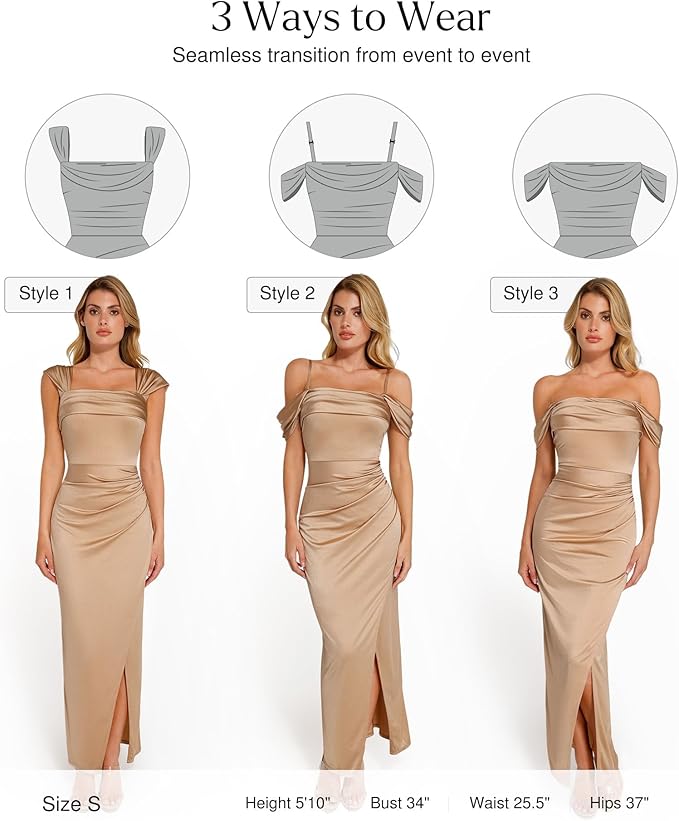 Popilush Womens Shapewear Maxi Dress Multi Way Wear Off The Shoulder Bodycon Long Cocktail Formal Dresses