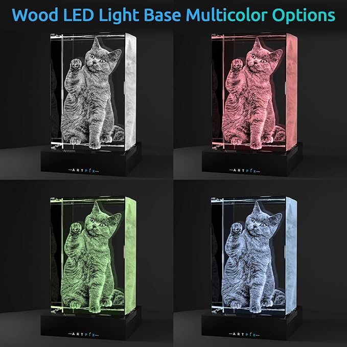 ArtPix 3D Crystal Photo, Valentines Day Personalized Gifts for Women, Wife, Men, Her, Him, Great V-Day Custom Gift With Your Own Photo, Customized Glass 3D Laser Etched Picture Wedding