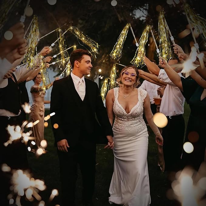 100PCS Wedding Wands, Wedding Send Off Ideas, Light up Wands for Celebration, Celebration Party Favors, Party Light Sticks for Send Off and Exits Baby Shower, Birthday, Party, Christmas