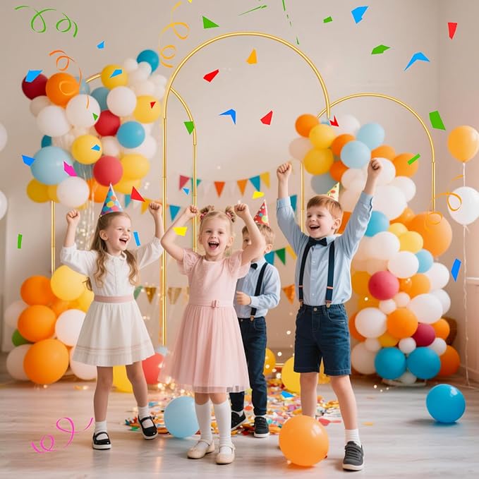Metal Arch Backdrop Stand Set of 3(6 ft, 5 ft, 4 ft) Party Arch Stands for Wedding, Birthday, Baby Shower, Bridal Shower, Balloon Arched Frame for Garden Decor, Gold Floral Arches,Valentines Day