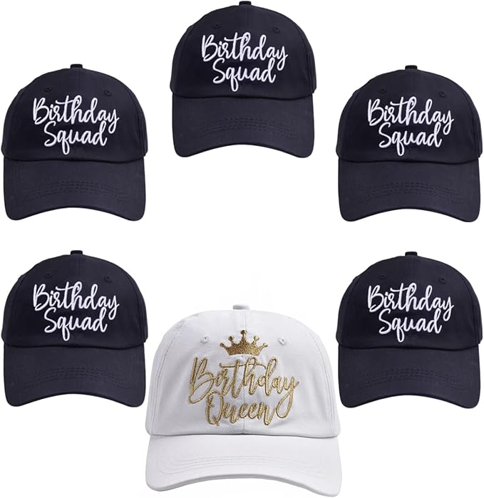 Birthday Party Hats Funny Birthday Queen Squad Embroidery Adjustable Baseball Cap for Women