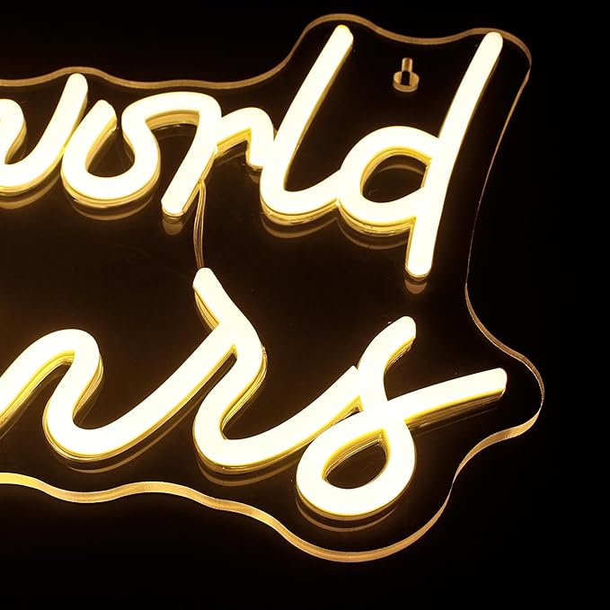 Lucunstar The World Is Yours Neon Signs Valentine Neon Sign Warm White Led Neon Light for Wall Decor Light Up Sign for Wedding USB Powered Led Neon Signs for Bedroom Valentines Day Decor