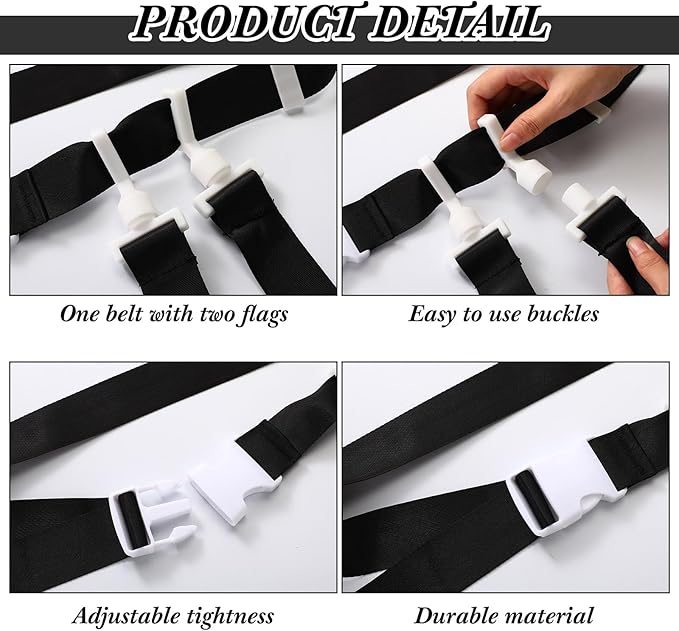 Peryiter 2/12/24/36 Player Flag Football Belt, Adjustable Football Belts and Flags for Kids Youth Adult Sport Team Training
