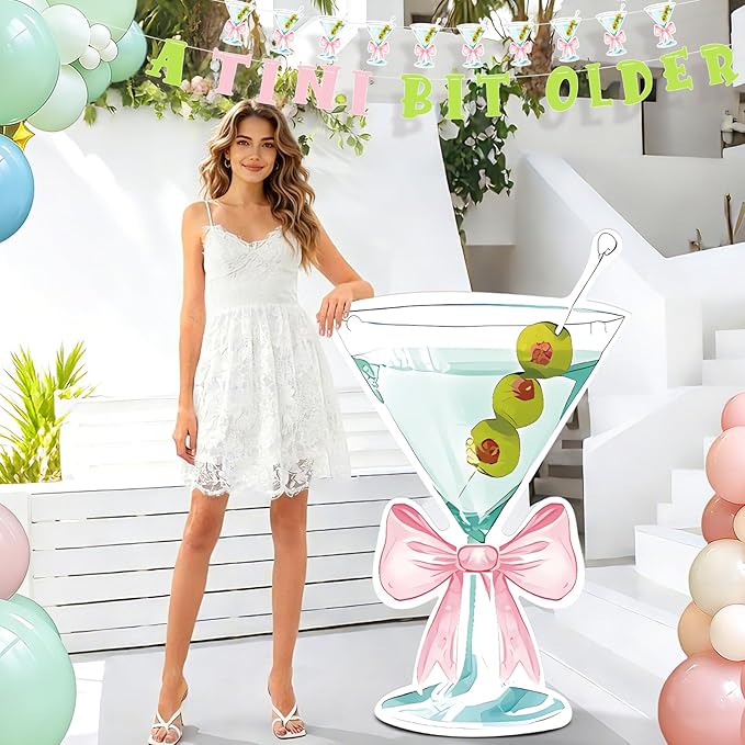 Large Martini Cardboard Cutouts, 30×47Inch Party Cardboard Cutout, Martini Party Decorations for Bachelorette Party Supplies Wedding Shower Birthday & 21st Legal Drinking Party Decor for Girls Women