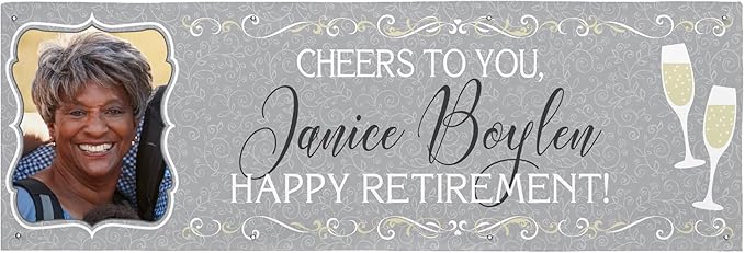 Let's Make Memories Personalized Photo Banner - Birthday, Shower, Wedding, Anniversary, Engagement, Retirement Celebration - Party Decorations - Indoor/Outdoor Vinyl - Any Text + Photo - Gray - 8ft