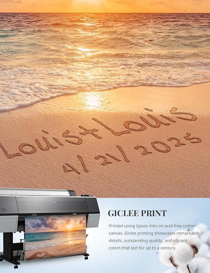 IPIC - "Forever Together Personalized Canvas Wall Art, Custom Beach Scene with Name and Date in Sand, A Personalized Gift for Couple, Wedding, or Anniversary, Coastal Home Decor, Ready to Hang