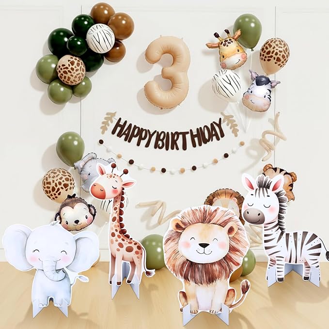 4 Pcs Large Jungle Animals Decorations 23.6 Inch Safari Birthday Decorations Jungle Animals Cutouts Backdrop Booth Props Party Supplies for Wildlife Theme Birthday Party Decor