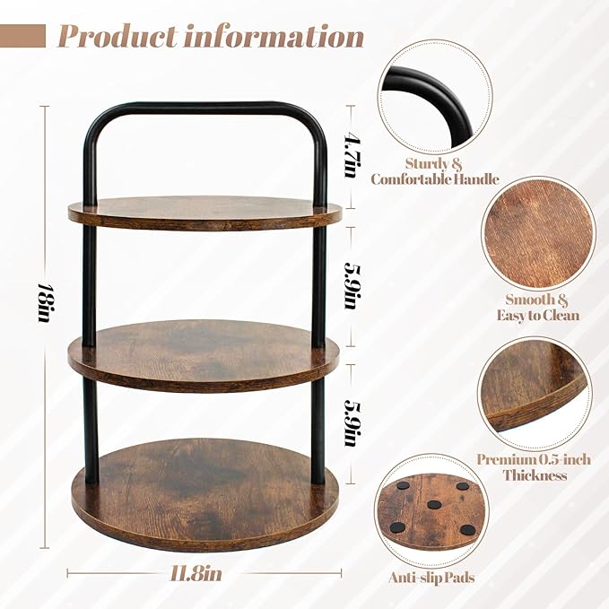 2PCS Wooden Cupcake Stand for 100 Cupcakes - 3-Tier Large Round Serving Tray with Cupcake Tower, Tiered Tray,Cake Tray, Desert Stand for Wedding, Party, Anniversary, Farmhouse Decor