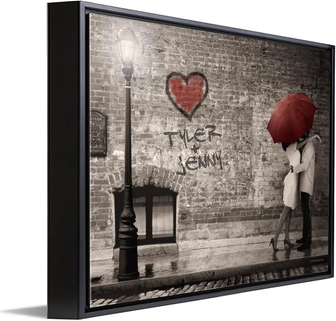 Personal-Prints STREET SCENE | Personalized Romantic Canvas Art Gift with Your Names | Custom for Valentine’s Day or Wedding Anniversary (12"x16" Float Framed Canvas)