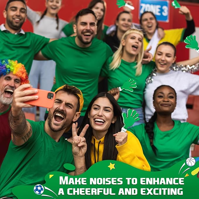 Junkin 100 Pcs Hand Clappers Bulk 7. 5 x 3. 5 Inches Noise Makers Party Favors Clapping Noise Maker Clacker for Birthdays Game Prizes Rewards Football Sporting Events Cheers Supplies (Green)