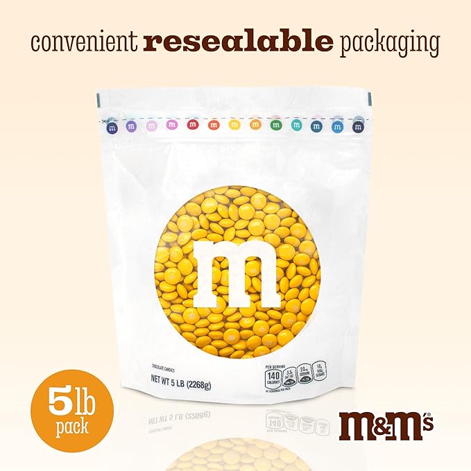M&M’S WORLD M&M’S Yellow Milk Chocolate Candy - 5-Pound Chocolate Candy Bulk for Party Favors, Birthdays, Easter, Graduations, Themed Celebrations, and More