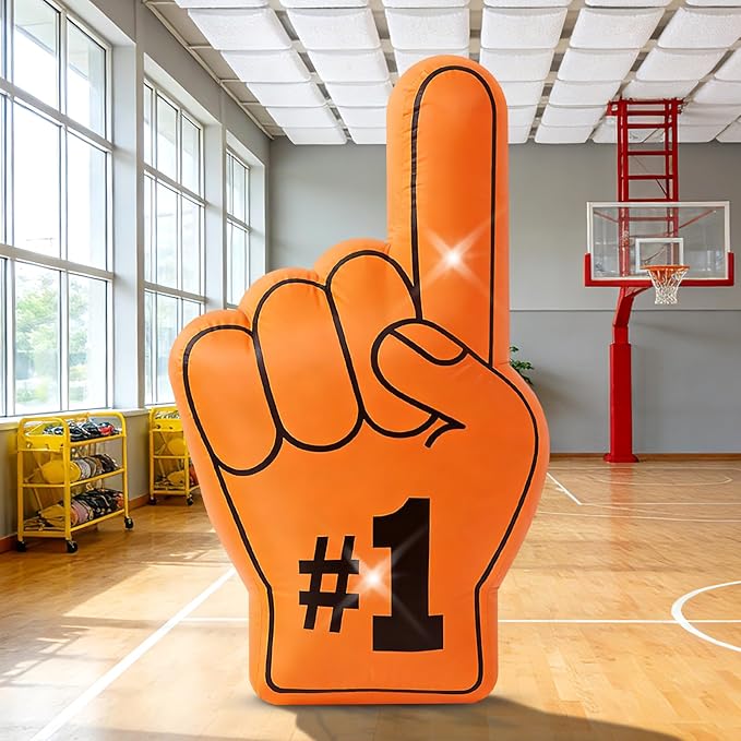 4.6FT Inflatable Number One Finger Outdoor Decorations Basketball Cheering Inflatables Built-in 2 LED Lights Blow up Spirit Finger for Basketball Sport Fans Game Day Birthday Party Yard Lawn Decor