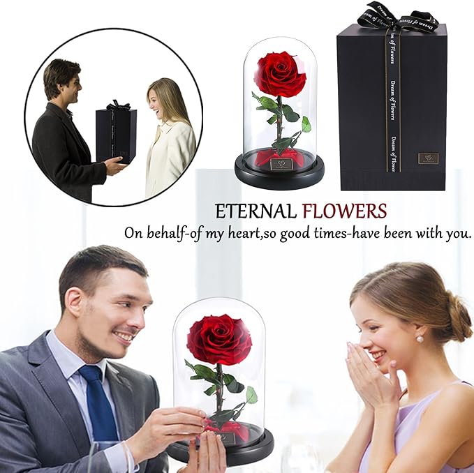 Valentines Day Gifts for Her,Valentines Flowers for Delivery Prime,Beauty and The Beast Rose in Glass Dome,Birthday Gifts for Women Her Mom Wife Girlfriend Grandma on Mother‘s Day Anniversary