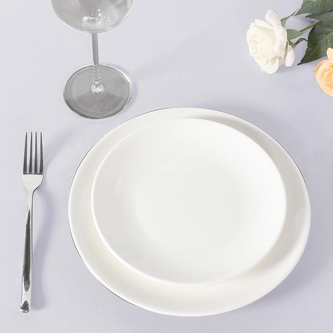 sancua 120 Inch Round Tablecloth White, 8 Pack - Circle Polyester Fabric Table Cloth for Wedding Party Reception Banquet Birthday, Washable Formal Table Cover (Fit 48-96 Inch Tables)