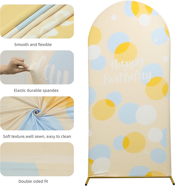 3-Piece Arch Cover Bundle – 7.2FT, 6.6FT & 6FT Stretch Spandex Backdrop Set – Wedding, Birthday & Photo Booth Arch Covers for Every Event
