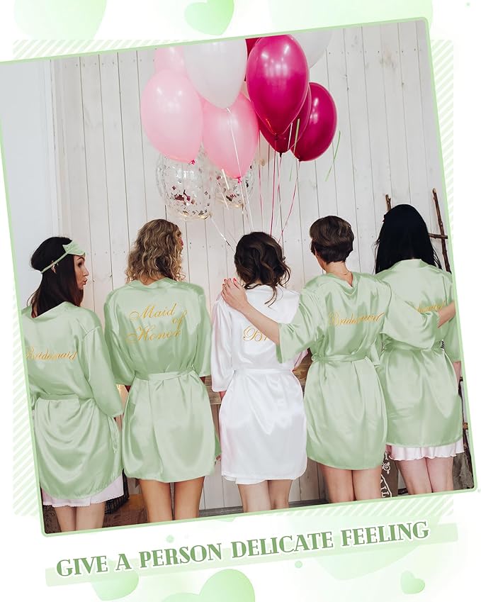 Jecery 12 Pcs Bridesmaid Robes Bride Kimono for Wedding Day Satin Embroidered Bridal Party Robes