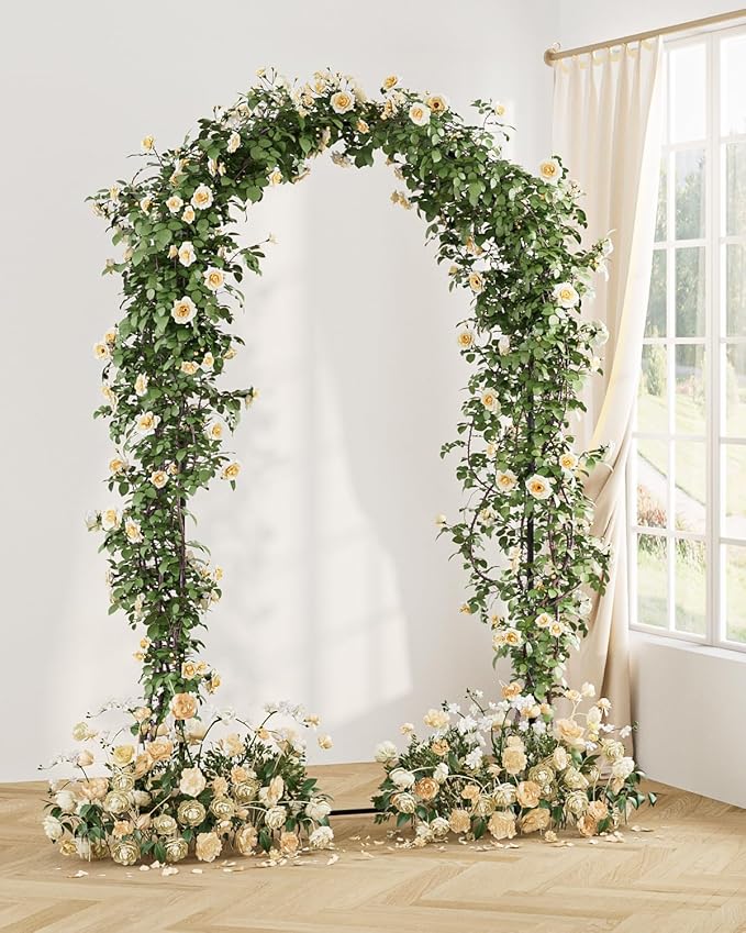 Wedding Arch, Metal Arch Backdrop Stand, Balloon Arch Stand Wedding Frame for Ceremony Decoration (Black, 7.2FT Arch Backdrop)