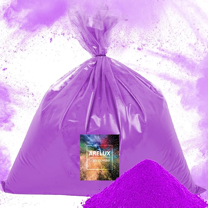 ARELUX Bright Purple Color Powder - 6lbs Bulk (2x3lb) for Color Wars, Powder War & Fun Events | Durable Individual Packets, Vibrant Holi Powder for Gender Reveal, Run, Rangoli, Parties | Non-Toxic