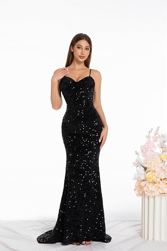 Evening Formal Dresses for Women Sequin Prom Wedding Guest Cocktail Dress Party Sexy Maxi Elegant Bodycon Night Gown