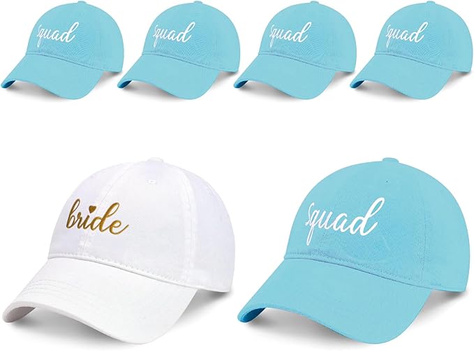 PartyGifts&beyond 6Packs Bachelorette Hat Bridesmaid Hat Bachelorette Party Favors Embroidered Bride Squad Baseball Cap