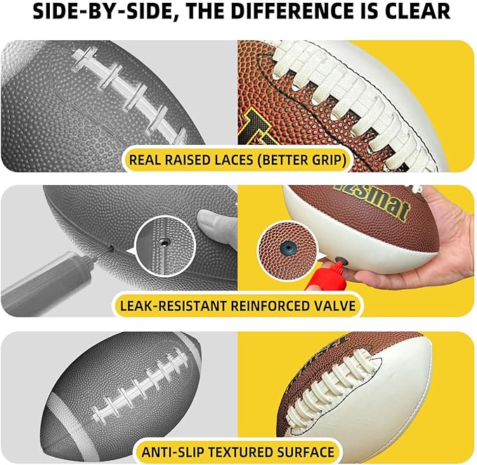 52" Inflatable Football Target Toss Game for Kids - Large Indoor Outdoor Party Games & Football Toys with 2 Laced Footballs & Pump - Quarterback Training Sports Gifts for Boys Ages 3 4 5 6 7 8-12
