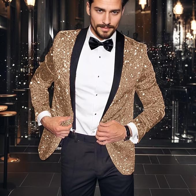 High-End Suits Sequins Men Tuxedo Sparkly Shawl Lapel Homecoming Suit Glitter 2 Pieces Party Prom Festival Blazer Pants