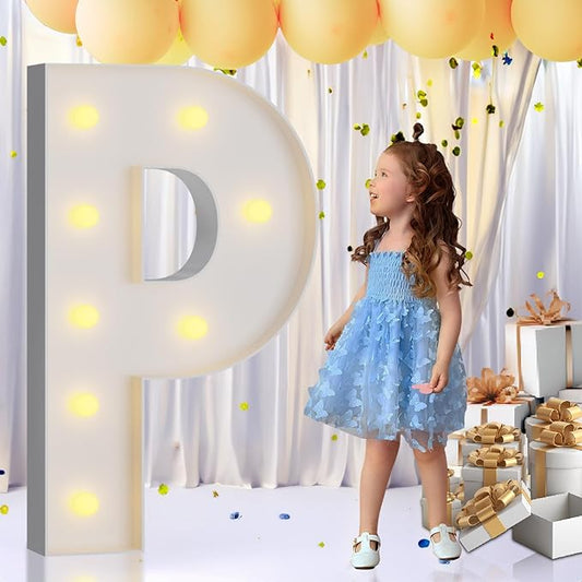 imprsv 3FT Marquee Letters, Mosaic Light Up Letters for Birthday Baby Shower Wedding Engagement Party Backdrop Decor, Large Marquee P for Party Decorations