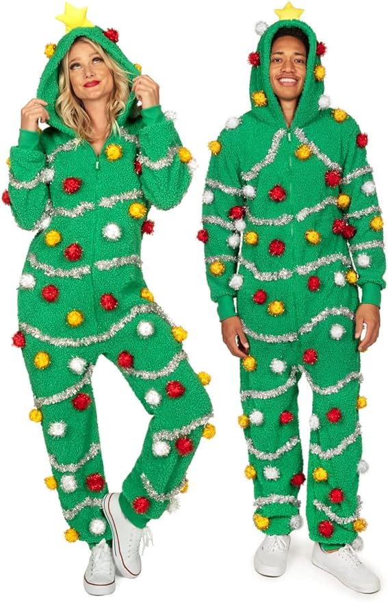 Tipsy Elves Christmas Onesies for Adults - Comfy Unisex Matching Holiday Jumpsuits with Convenient Pockets