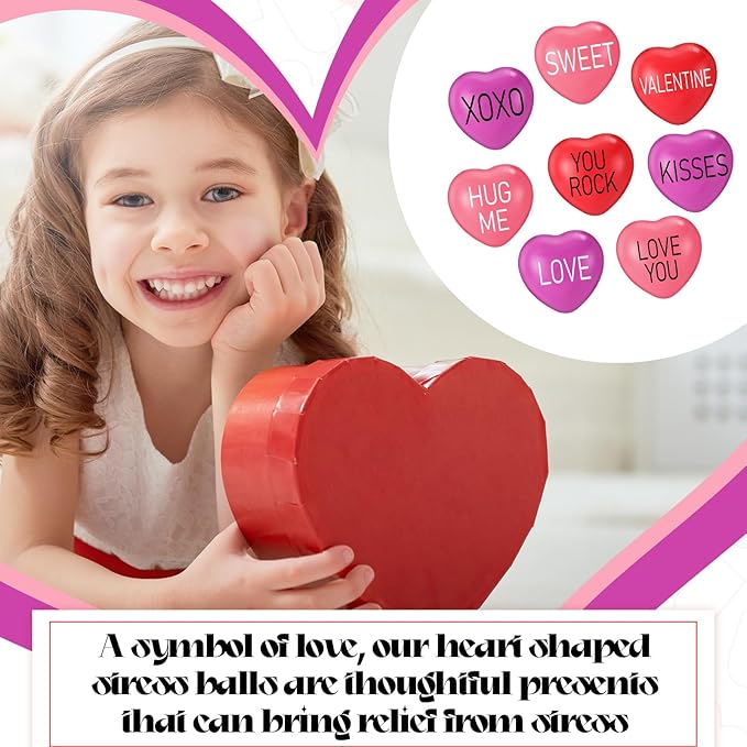 150pcs Heart Stress Balls Bulk 1.5 Inch Valentine‘s Day Gift Toys Foam Motivational Stress Balls for Fidget Anxiety Relief Adults Party Favor Wedding Carnival