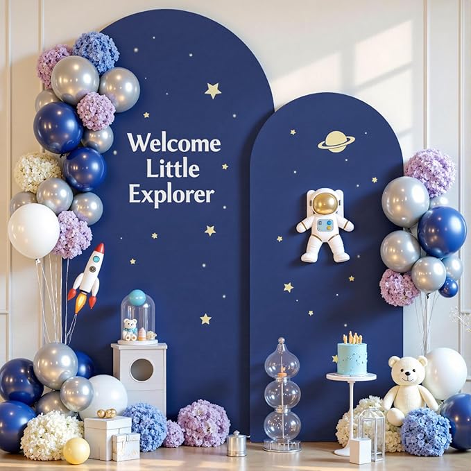 Navy Blue Arch Backdrop Cover Set of 2 Spandex 7.2 and 6ft Arch Covers Stretchy Backdrop Wedding Balloon Arch Stand Covers for Birthday Party Baby Shower Bridal Shower Banquet Photo Arches Background