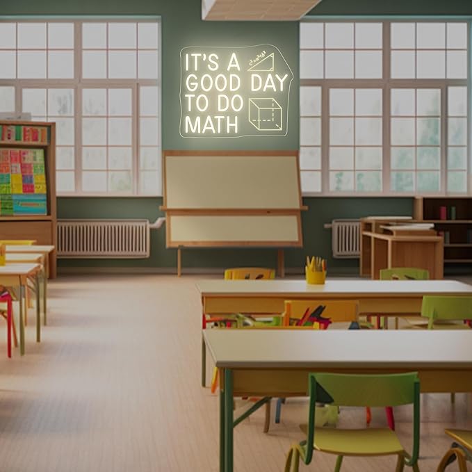 It's A Good Day To Do Math Neon Sign, Math Classroom Decor, Math Teacher Gift, Funny Classroom Art Wall Decoration, 16.5"x13", Warm White