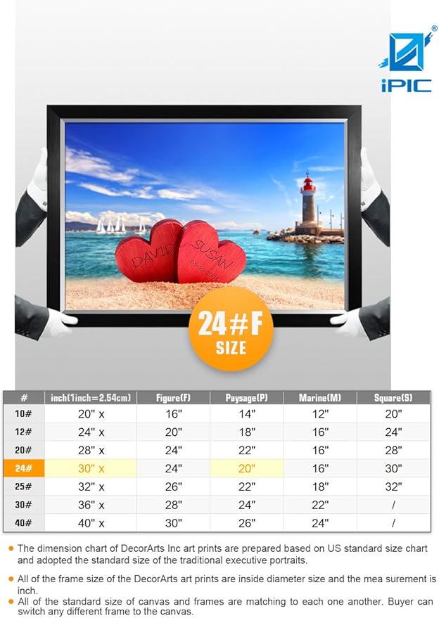 IPIC - Beach Lovers, Personalized Artwork with Names and Date on, Customized Gift for Anniversary,Wedding,Birthday and Holidays. Picture size: 30x20, Framed Size: 33x23