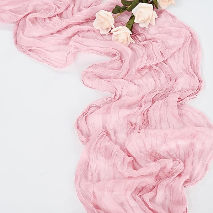 30 Pack Pink Table Runner 10Ft Cheesecloth Table Runner Boho Gauze Table Runner Long Cheese Cloth Table Runner Romantic Sheer Fabric Table Runners for Wedding Party Bridal Shower