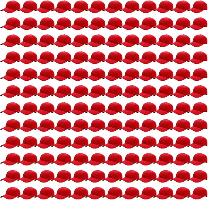 Falari 24/144 Pack Unisex Baseball Cap Bulk Wholesale Plain Blank Hat Adjustable Size