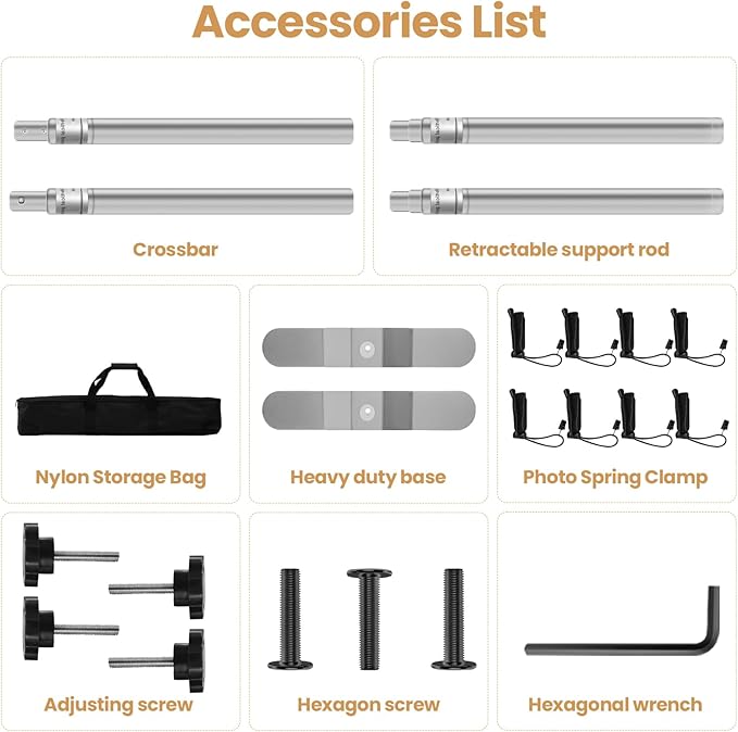 Jiang&Rong 10x10ft Heavy Duty Backdrop Stand Kit - Adjustable Step and Repeat Photo Banner Stand for Photography, Trade Shows, Photo Booths, Events(Silver)