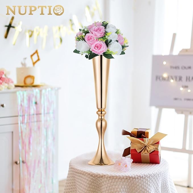 NUPTIO Flower Centerpieces for Wedding Tables: 6 Pcs Pink & White Artificial Flower Ball Arrangement for Weddings Party - Fake Floral Rose for Birthday Bridal Shower Decorations